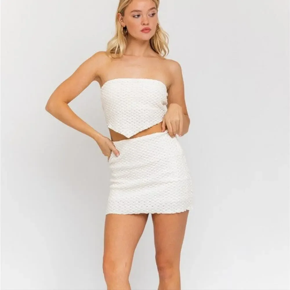 LE LIS NWT 2Pc Knit Scarf Tube Top and Mini Skirt, Size Large